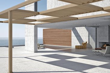 Pergola Moderno con lamelle a lamelle fisse